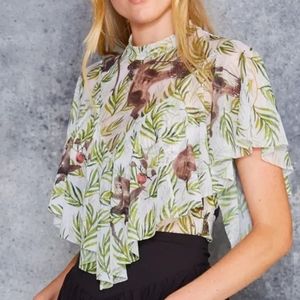 BlackMilk Monkey Magic Sheer Frill Top XL